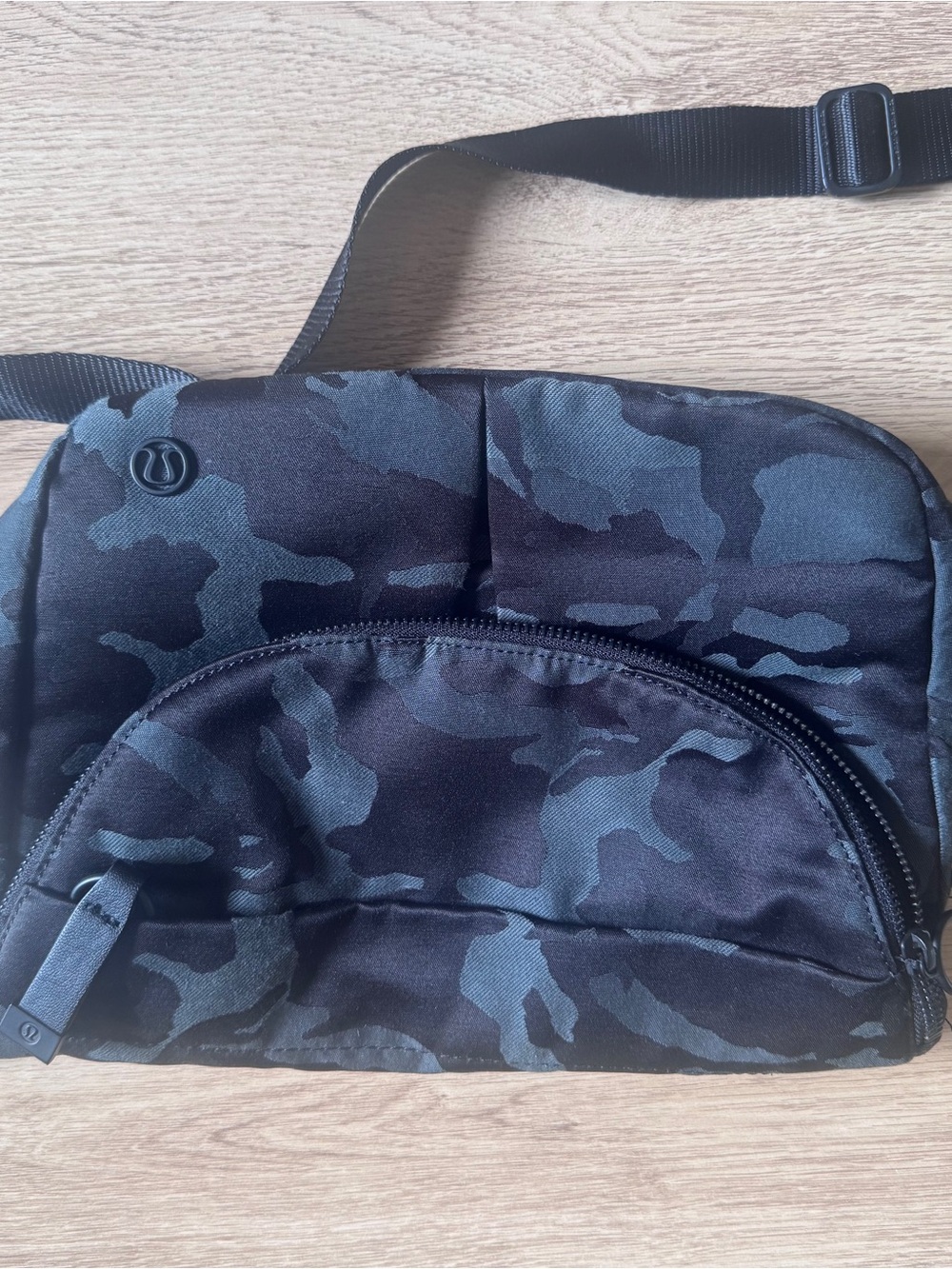 lululemon athletica Black and Dark Gray Camo Crossbody Bag